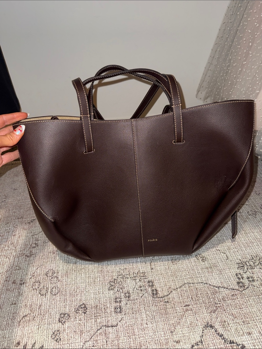 POLENE CYME TEXTURED EBONY BAG - Picture 3 of 17